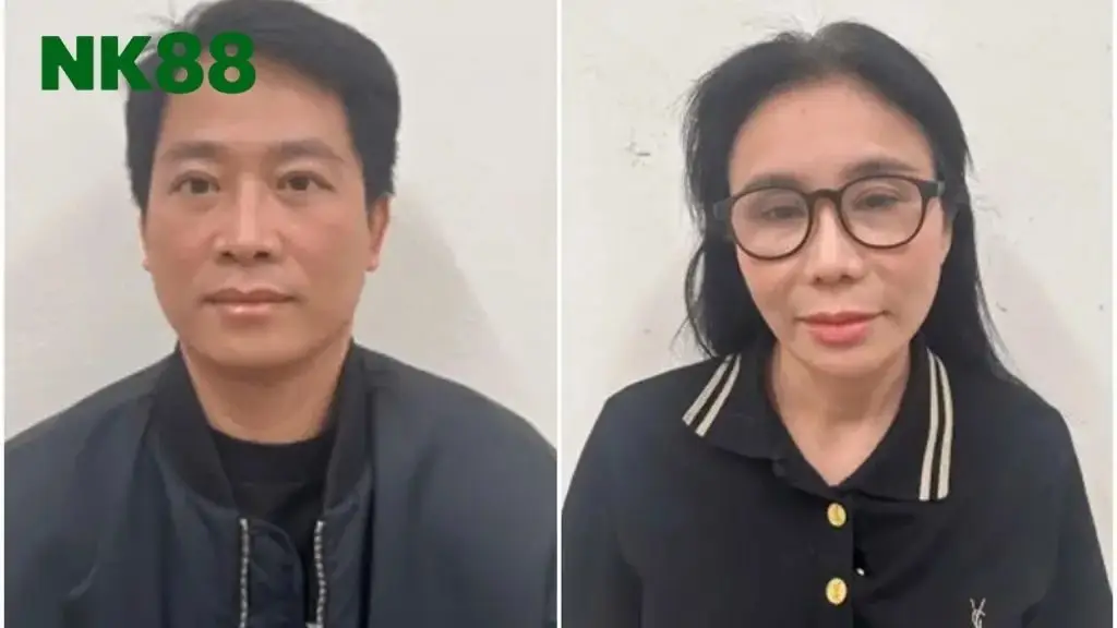 Hoàng Kim Khánh và Phan Thị Mai tại cơ quan chức năng